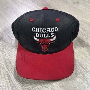 VTG Chicago Bulls Snapback Hat NBA Basketball Jordan Twins Black Red Cap